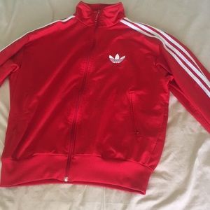 Adidas track jacket red